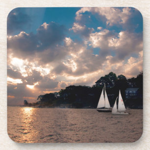 Porta-copo EUA, Massachusetts. Vela ao pôr do sol