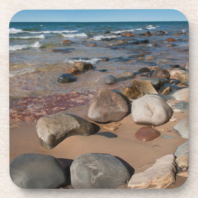 Porta-copo EUA, Michigan. Pedras Arredondadas Em 12 Milhas (Frente)