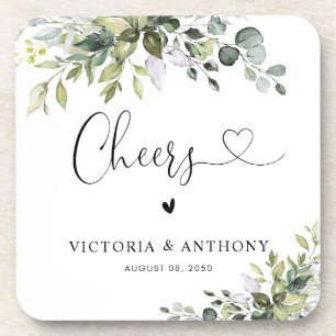Porta-copo Eucalyptus Square Wedding Coaster