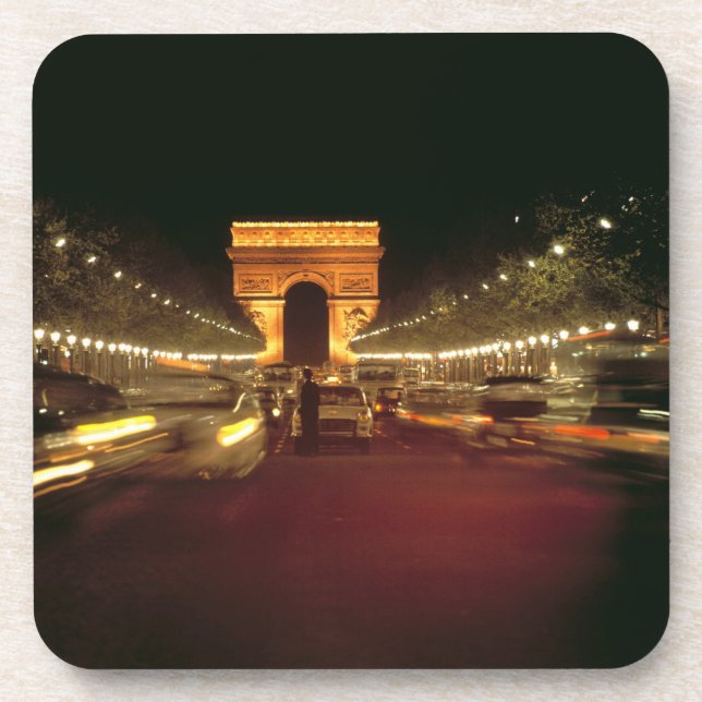 Porta-copo Europa, França, Paris. Rushes de trânsito noturnos (Frente)