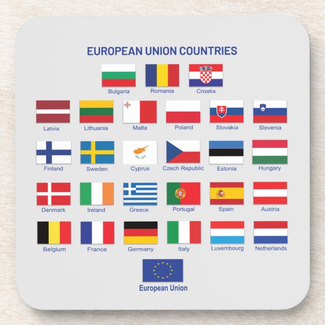 Porta-copo European Union Flags EU Countries   Beverage Coast (Frente)