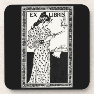 Porta-copo Ex-libris art nouveau