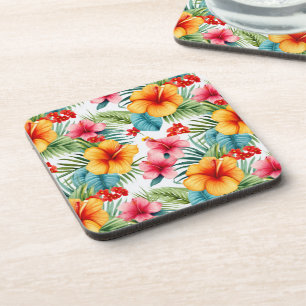 Porta-copo Exotic Watercolor Hawaiian Floral