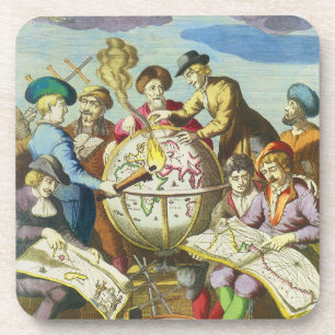 Porta-copo Exploradores Vintage com Mapa Globo Antigo, 1542