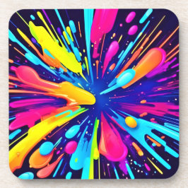 Porta-copo Explosão de pintura neon na Canvas escura