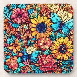 Porta-copo Explosão Vibrante de Florais Rabiscados