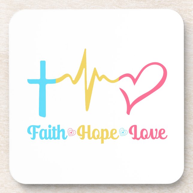 Porta-copo Faith Hope Love Hearts (Frente)