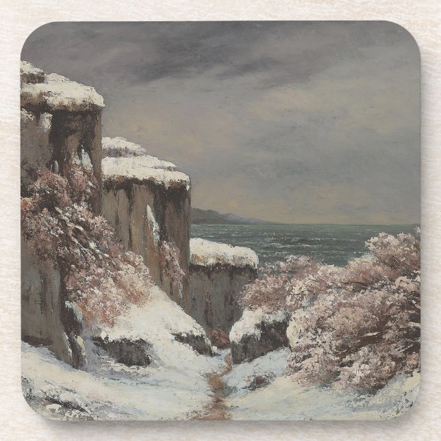 Porta-copo Falaises au Bord de la Mer sous la Neige - Courbet (Frente)