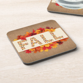 Porta-copo Fall Farmhouse Colorors Autumn Leaves em Burlap