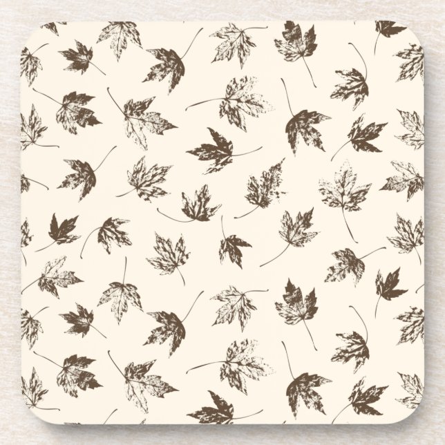 Porta-copo Fall Maple Folhas no creme - padrão sem falhas. (Frente)