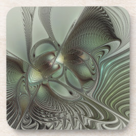 Porta-copo Fantasia de Arte Fractal da Cinza Olive Sage