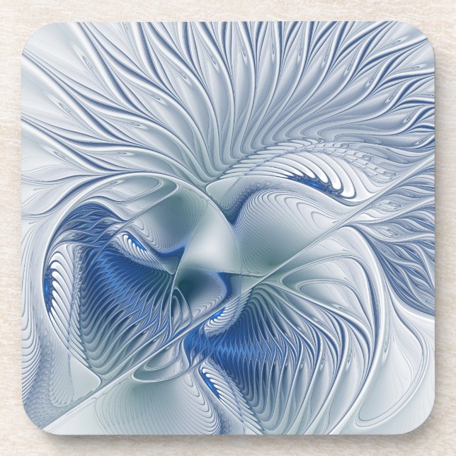 Porta-copo Fantasia Dinâmica Abstrata Tons Azuis Arte Fractal (Frente)