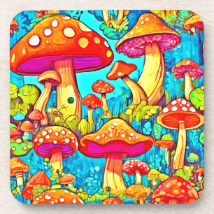 Porta-copo Fantasias Coloridas de Fungos em Desenhos Animados