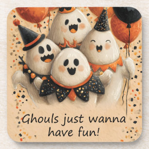 Porta-copo Fantasmas bonitos do Halloween com texto