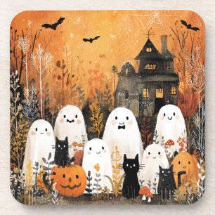 Porta-copo Fantasmas do Halloween, gatos pretos e morcegos,