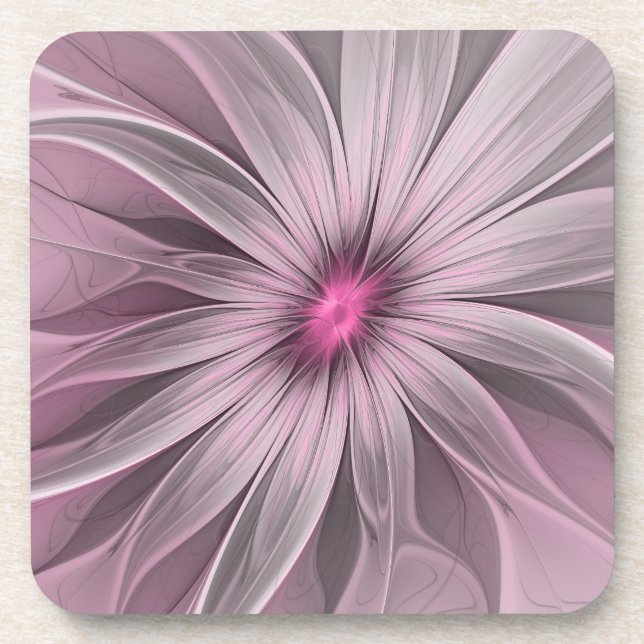 Porta-copo Fantasy Flower Abstrato Plum Floral Arte Fractal (Frente)