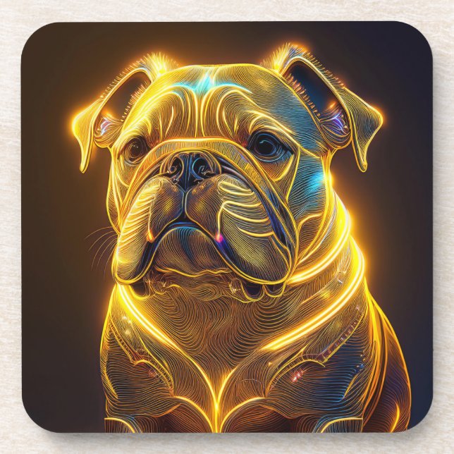 Porta-copo Fantasy Image Neon Yellow English Bulldog (Frente)