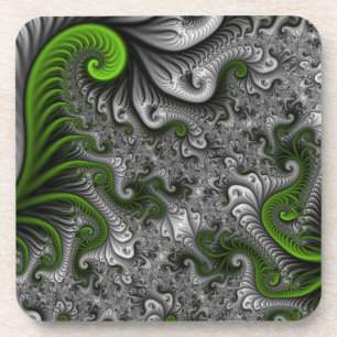 Porta-copo Fantasy Mundo Verde E Arte Fractal Cinza