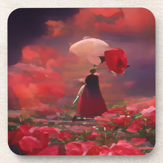 Porta-copo Fantasy Rosa Field under Sky (Frente)