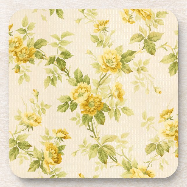 Porta-copo Farmhouse Amarelo-Ouro bonito Floral (Frente)