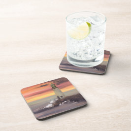 Porta-copo Farol Costeiro Com Céu Cor-De-Rosa E Laranja