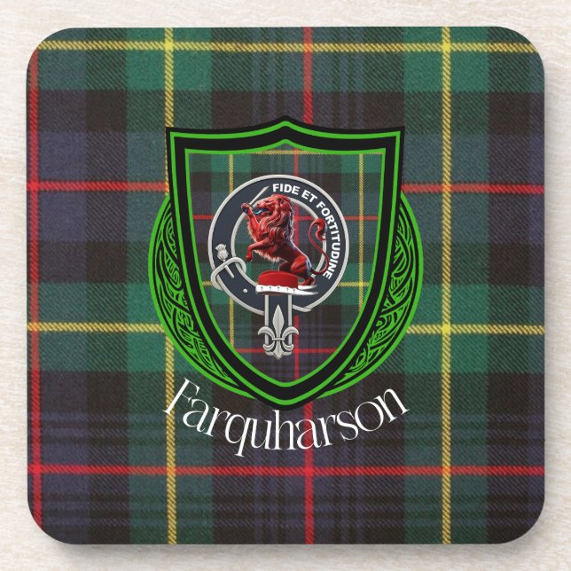 Porta-copo Farquharson Scottish Clan Tartan & Crest (Frente)