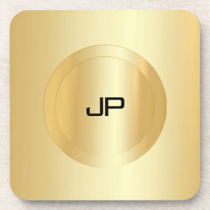 Porta-copo Faux Dourado Monograma com Modelo