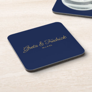 Porta-copo Favor de casamento atemporal em azul marinho e dou