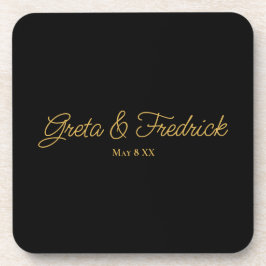 Porta-copo Favor de casamento preto e dourado atemporal