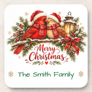 Porta-copo Favor de Natal Personalizado para Família Cardinal