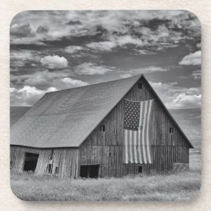 Porta-copo Fazendas Cena BW American Flag Barn