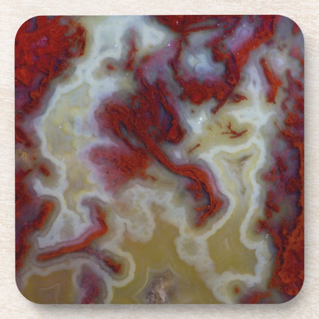 Porta-copo Feche o Red Moss Agate Slab (Frente)