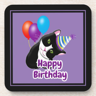 Porta-copo Feliz Aniversário Gato