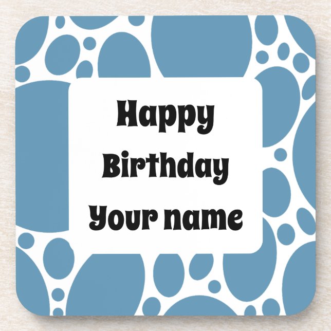 Porta-copo Feliz aniversário, padrão azul (Frente)
