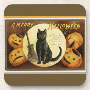 Porta-copo Feliz Black Cat and Pumpkins Brown