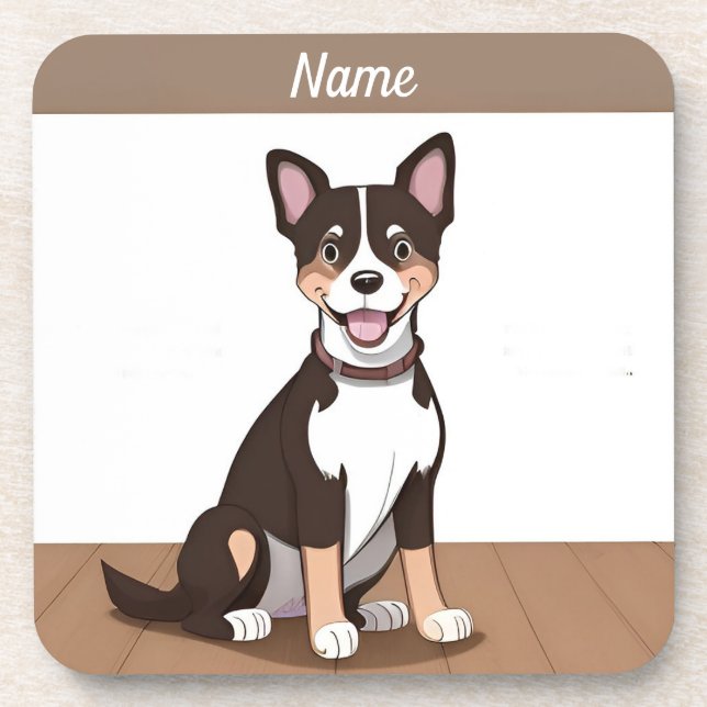 Porta-copo Feliz Cachorro Marrom (Frente)