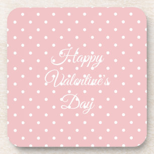 Porta-copo Feliz Dia dos Namorados, Bolinhas Brancas Rosa
