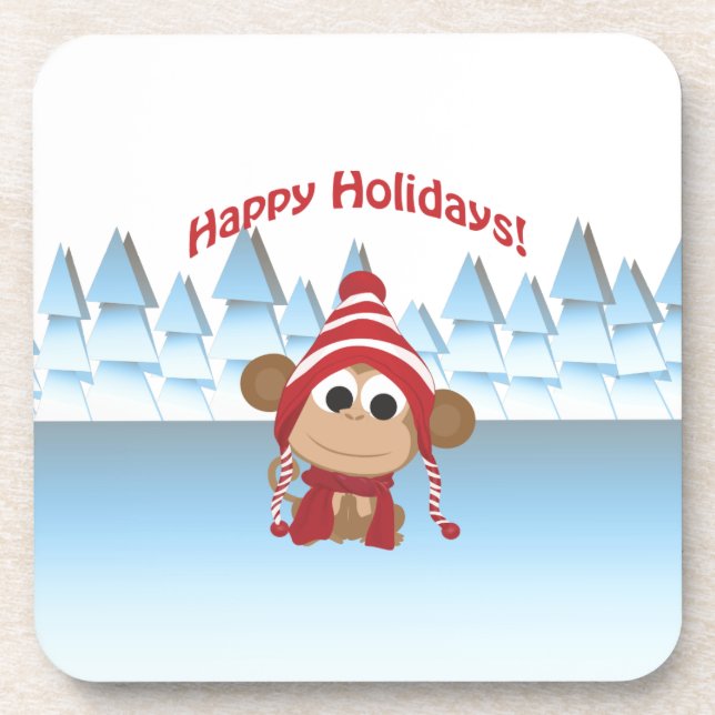Porta-copo Feliz Feriados! Macaco-Cinto (Frente)