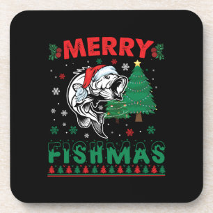 Porta-copo Feliz Fishmas Peixe Pai Pescador Natal