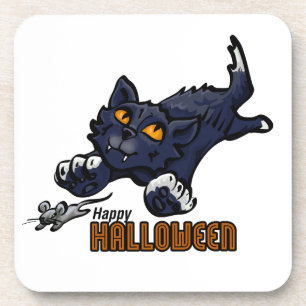 Porta-copo Feliz Halloween, Gato e Rato