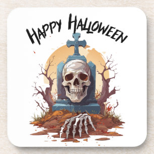 Porta-copo Feliz Halloween Pedra Tumular E Esqueleto