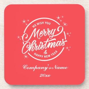 Porta-copo Feliz Natal & Ano Novo Feliz, Tipografia Branca