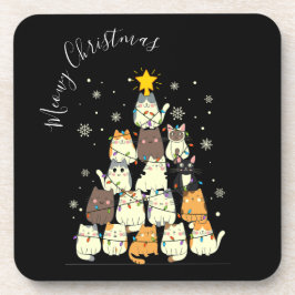 Porta-copo Feliz Natal Árvore de Gatos