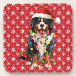 Porta-copo Feliz Natal Bernese Mountain Dog Santa Hat