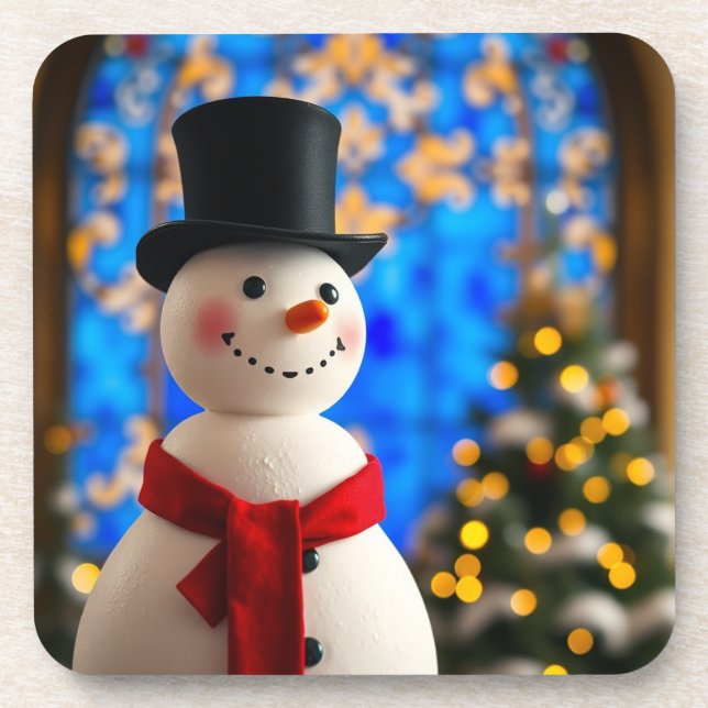 Porta-copo Feliz Natal Boneco de Neve (Frente)