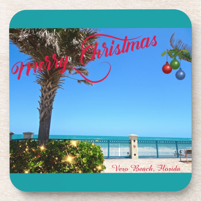 Porta-copo Feliz Natal de Vero Beach Oceanfront (Frente)