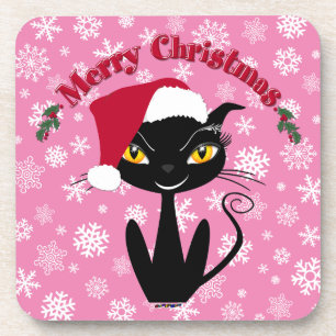 Porta-copo Feliz Natal Gato