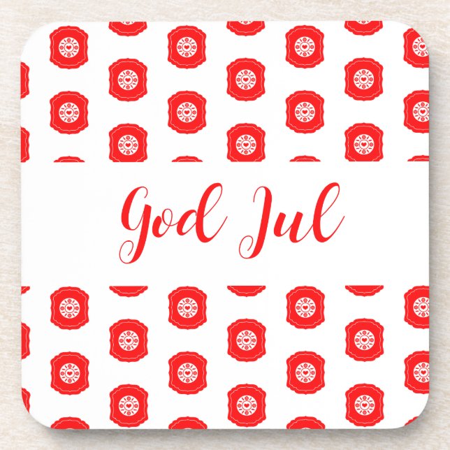 Porta-copo Feliz Natal God Jul padrão escandinavo presente (Frente)