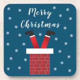 Porta-copo Feliz Natal Papai Noel Preso Em Uma Chaminé