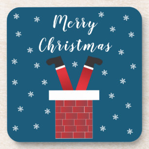 Porta-copo Feliz Natal Papai Noel Preso Em Uma Chaminé